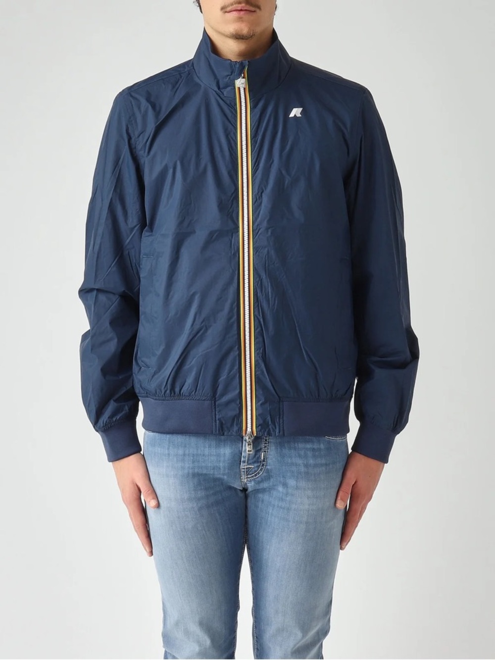 K-Way Men's Navy Windbreaker with Contrast Zip